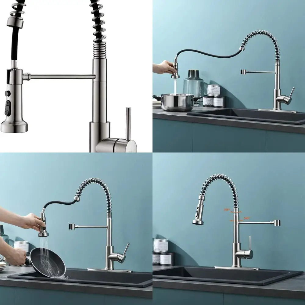 

Pull-Down Spring Kitchen Sink Mixer, Brushed Nickel or Stainless Steel, Model RB1027