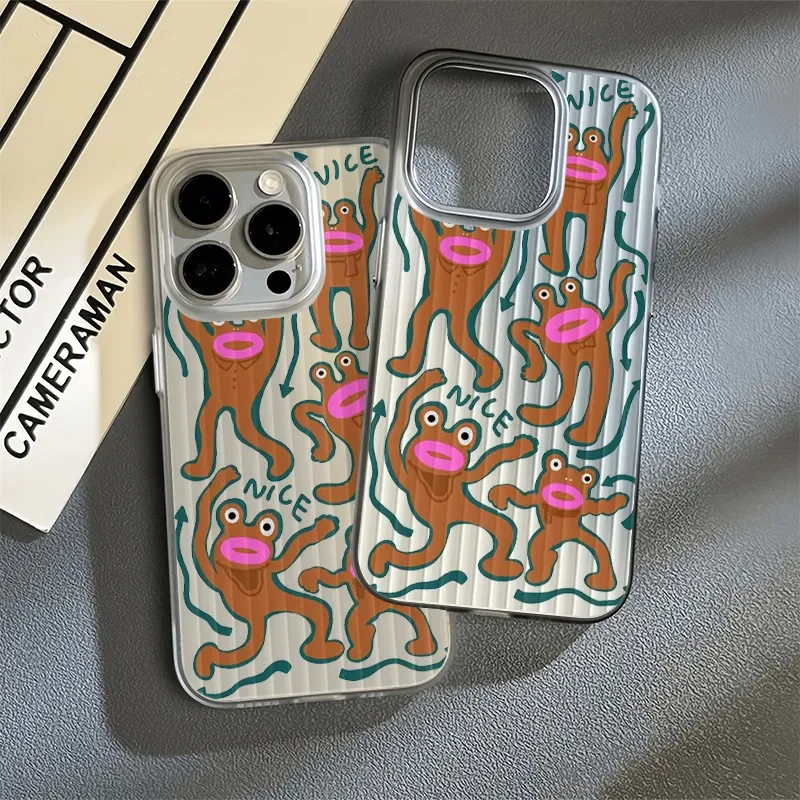 Ins Hip Hop Cool Abstract Frog Phone Case For iPhone16 Pro Max 15 14 13 12 11 Xr Xs Max 7 8 Plus 12 Mini Amusing Y2K Phone Cases