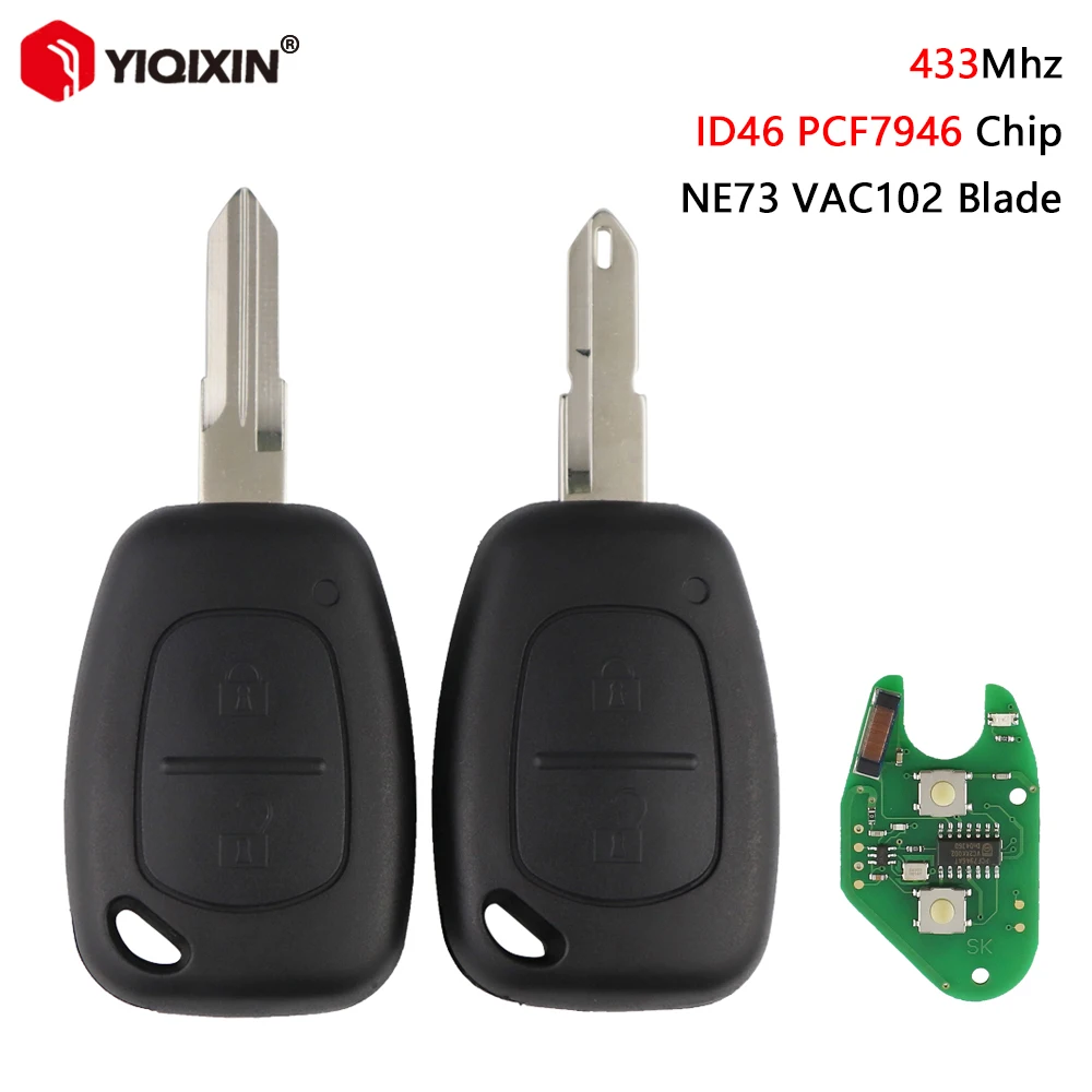 433Mhz ID46 PCF7946 Chip Remote Car Key For Renault Master Traffic Vivaro Movano Kangoo Transmister Clio Uncut NE73 VAC102 Blade