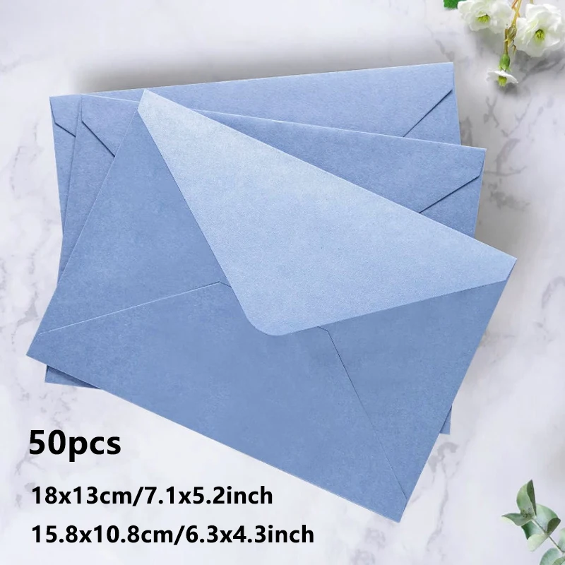 50 sztuk/partia Koperty 18x13cm Niebieskie Artykuły dla Małych Firm Papier 120g Kartka z Wiadomością Zaproszenie Ślubne Artykuły Papiernicze Opakowanie — zdjęcie produktu 4