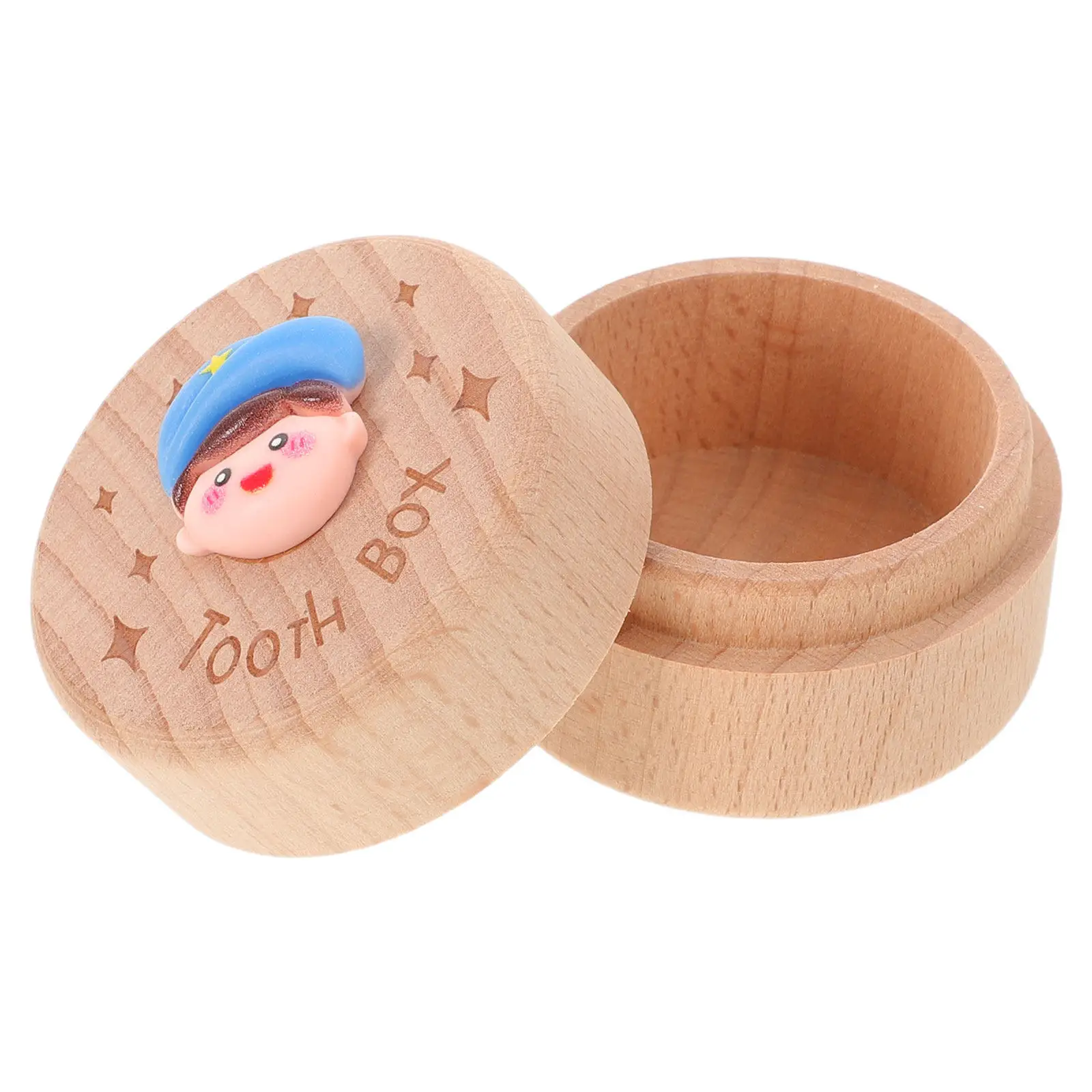 Baby Teeth Storage Box Wooden Keepsake Boys Girls Small Tooth Organizer First Hair Curl Holder Memory Preservation Container