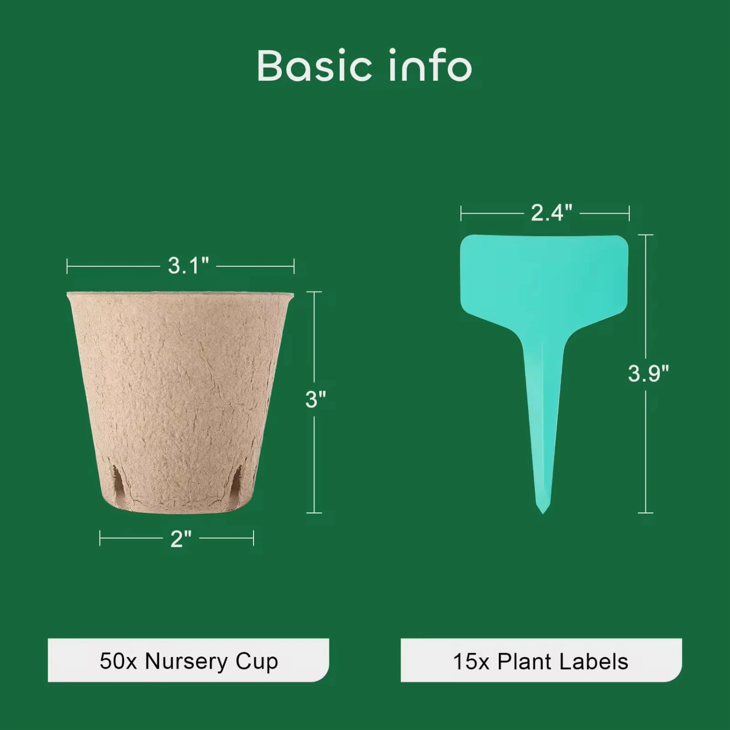 Imagem -02 - Plant Starters Seedling Starter Kits Vasos de Iniciação Biodegradáveis Herb Seed 15 Pcs Plant Labels 50 Packs Novo