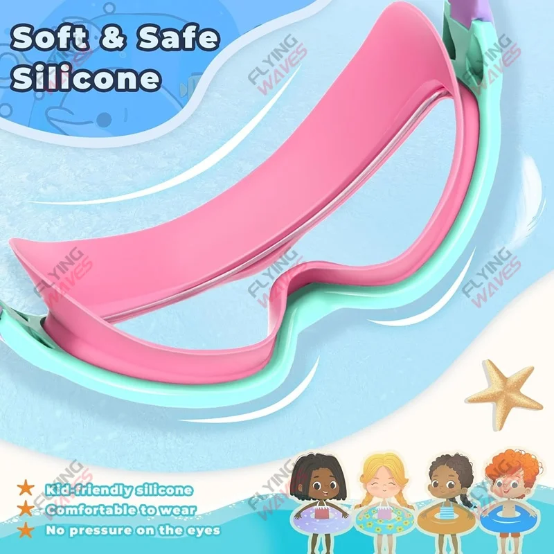 الملونة الاطفال نظارات السباحة رؤية واسعة المضادة للأشعة فوق البنفسجية المضادة للضباب لا تسرب بركة السباحة اكسسوارات للبنين بنات الشباب طفل سن 3-15