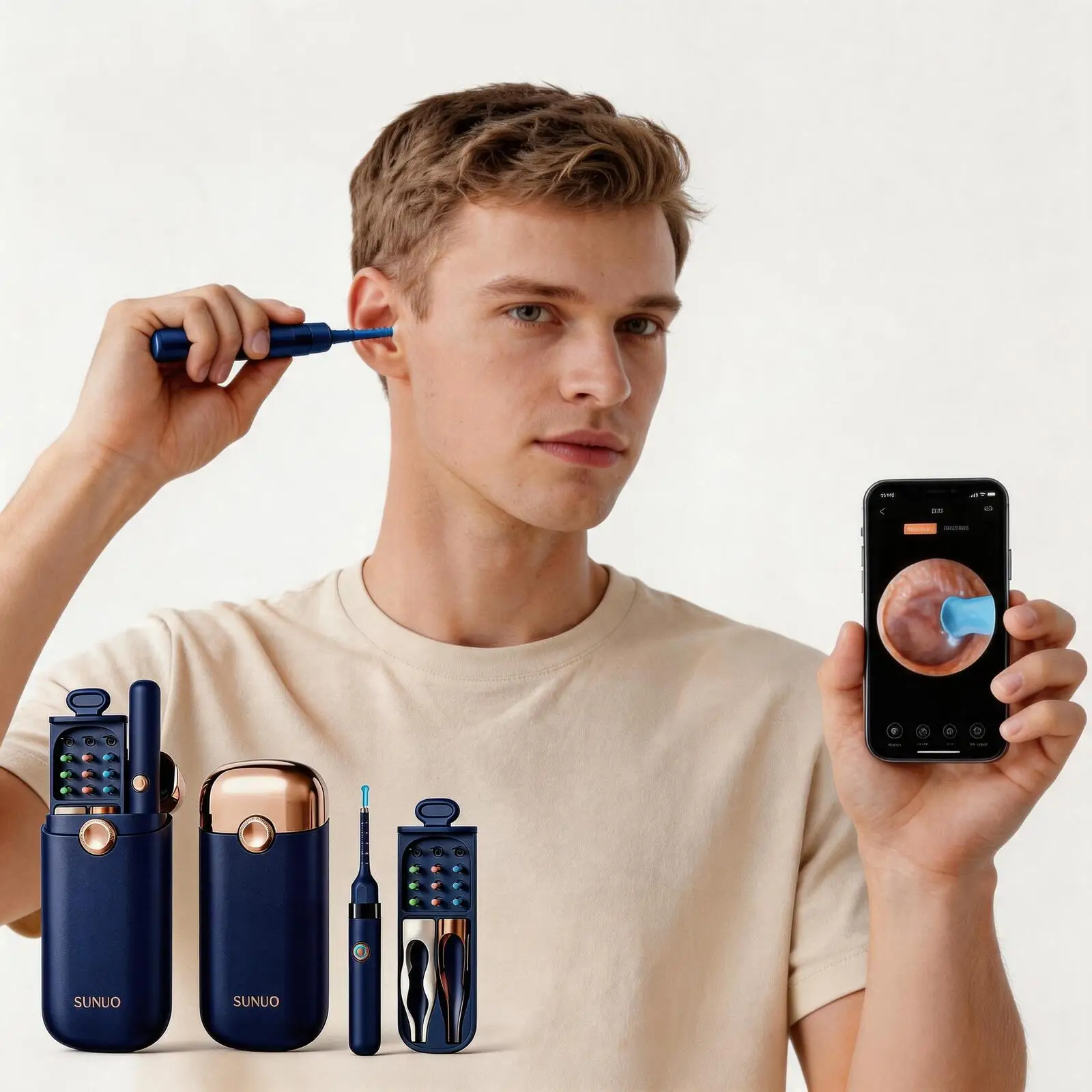 JianYouCare Visual Ear Nose Cleaning kit Pain-Free Ear Tweezer Earpick stubborn dirt Cleaner 800W HD Camera Endoscope APP Family