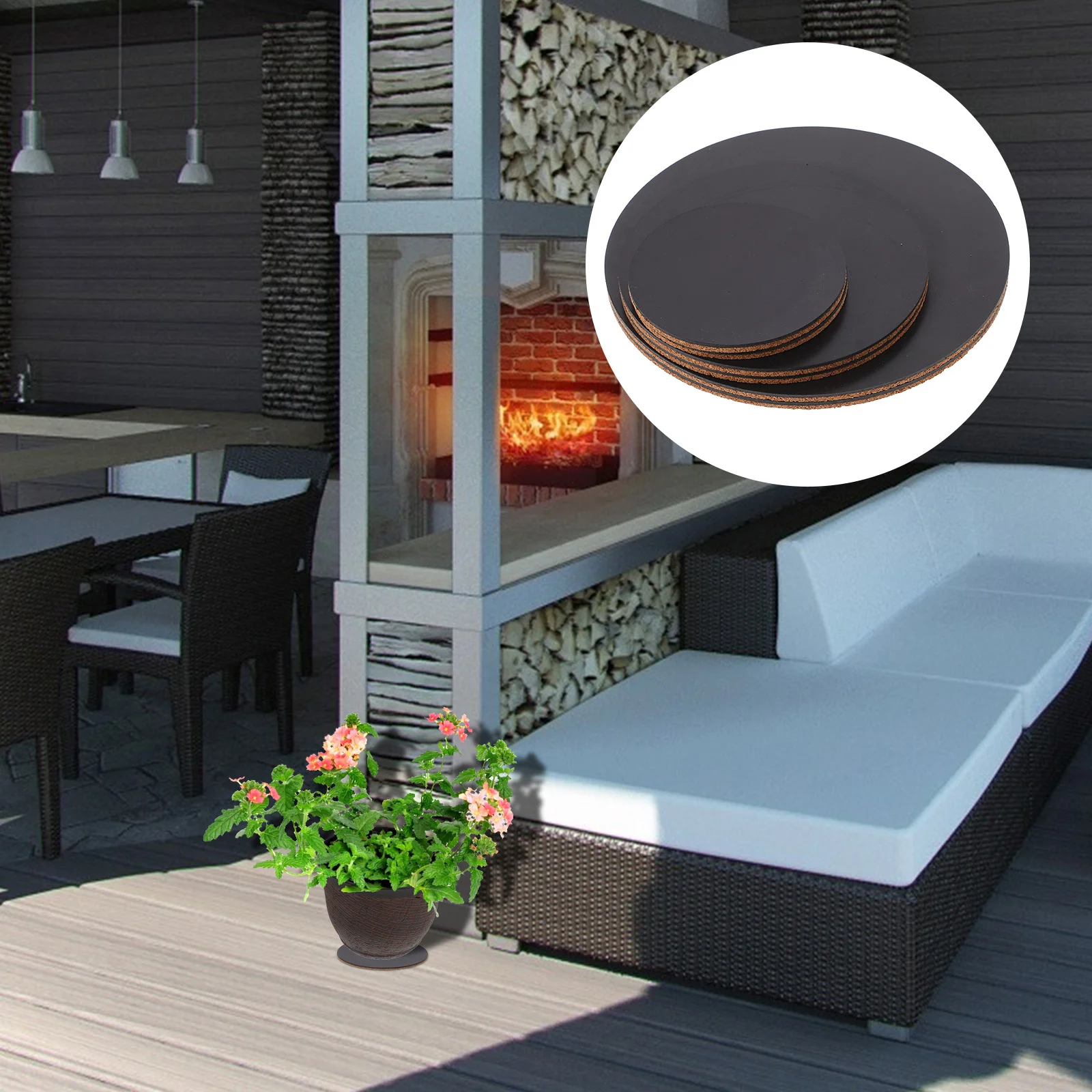 

6pcs Cork Plant Coasters 8 Inch Thick Absorbent Round Mats For Pots Non-Slip Indoor Outdoor Flower Pot Saucers Protective