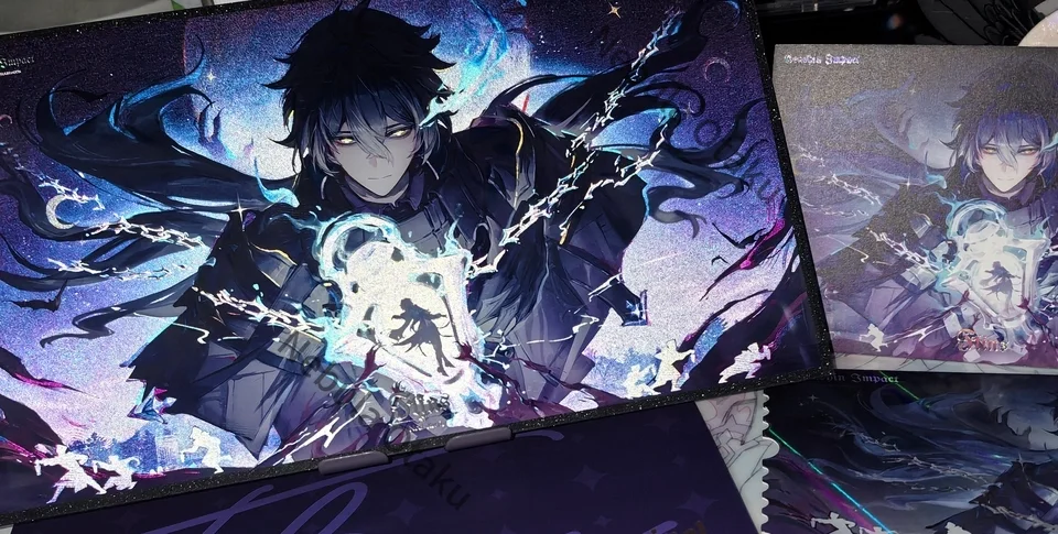 Genshin Impact Flins Badge Laser Ticket Postcard Instant Camera Coloured Paper Cosplay Colleagues Exquisite Souvenir Gifts Anime