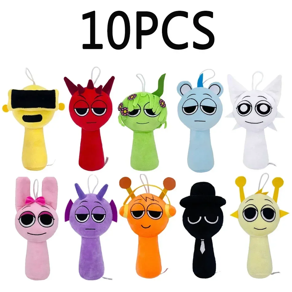 10PCS Sprunki Plush Incredibox Game Plush Kawaii Stuffed Pillow Soft Dolls Collection Room Decoration Christmas Gift Toy forKids