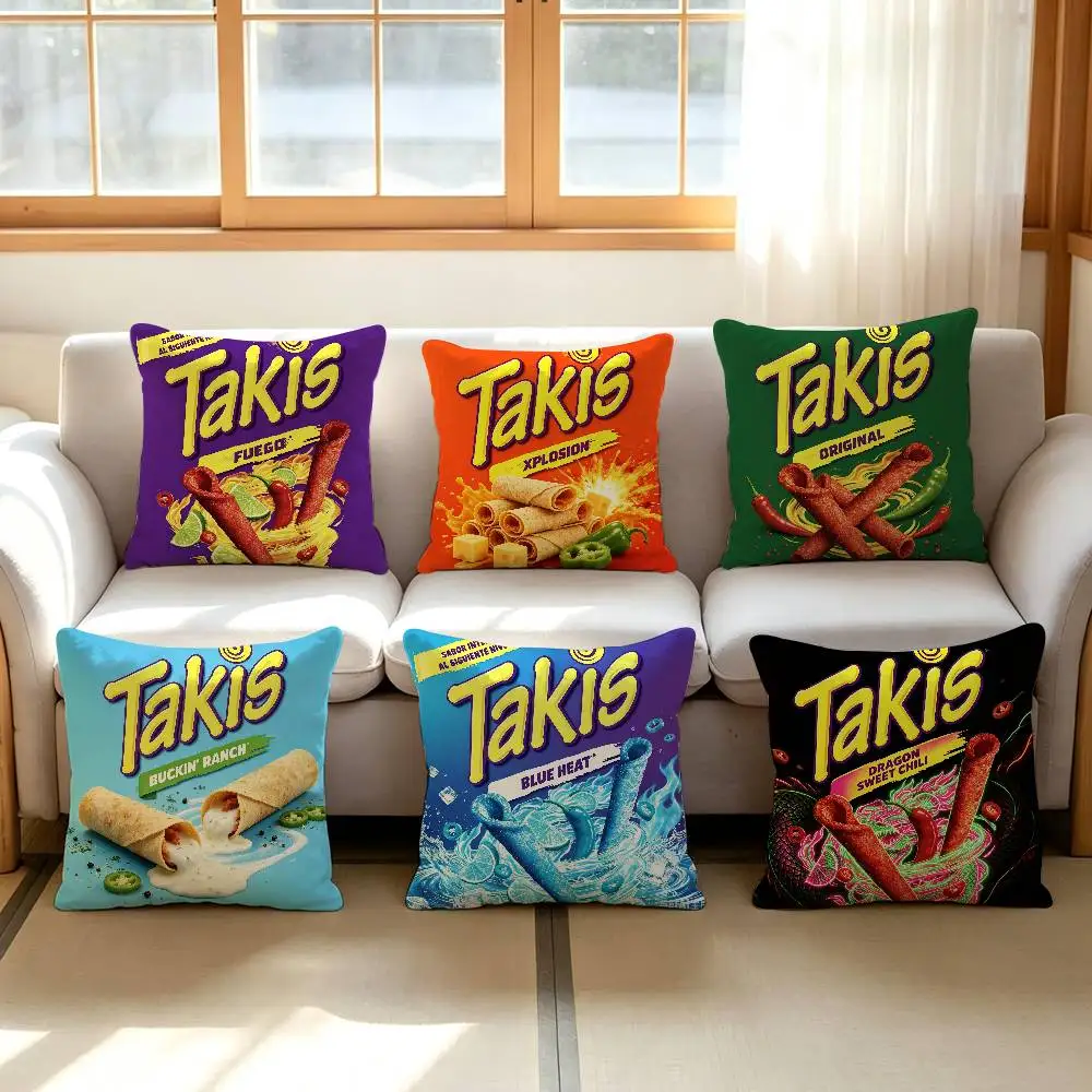 Chili Pattern T-Takis Chips Pillow Cushion Cover Pillowcase Living Room Sofa Home decorative pillowcase