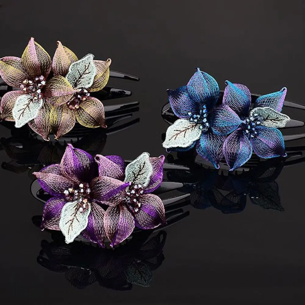 

Fashion Korean Style Women Hairpin Headdress Large Flower Hairclip Exquisite Hair Clip Crystal Headdress Gift