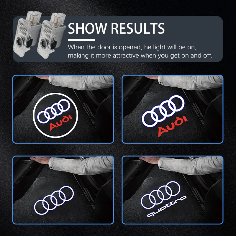 Led Car Accessorie For Audi S line A3 A4 A5 A6 B6 B7 B8 C5 C6 C7 A7 A8 Q3 Q5 Q7 TT Car Logo Laser Projector Welcome Door Lights view 6