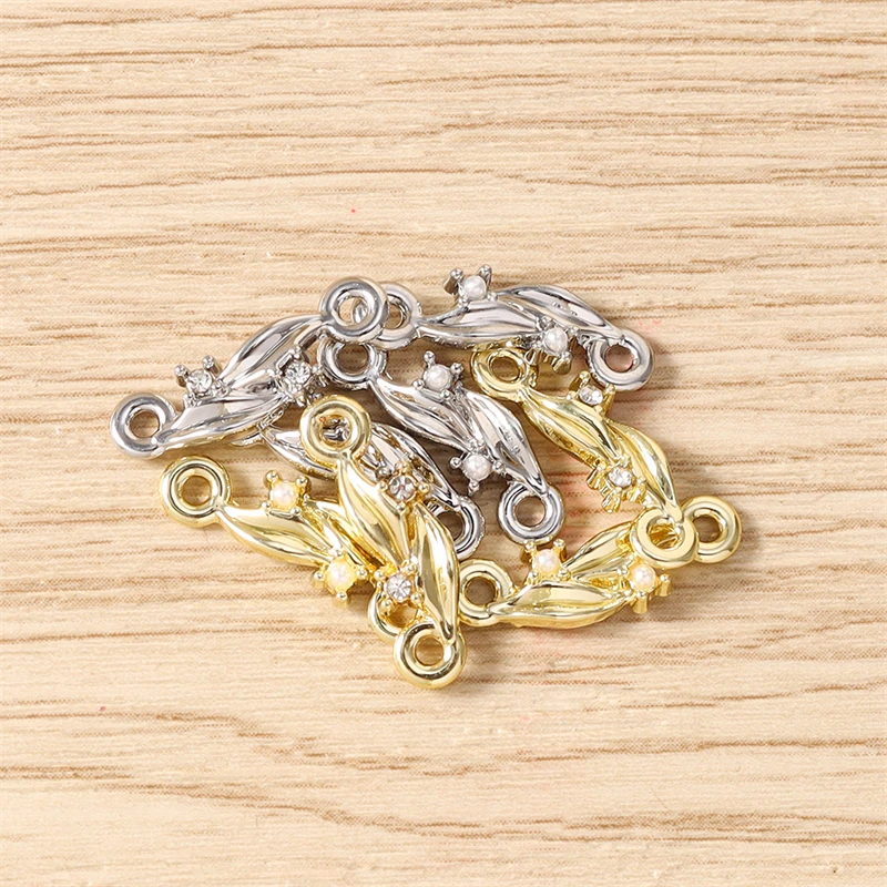 5 Stück niedliche gold- und silberfarbene Metall-Anhänger in Baumblattform für die Schmuckherstellung, DIY-Armbänder, Halsketten, handgefertigte Bastelbedarf – Detail 10