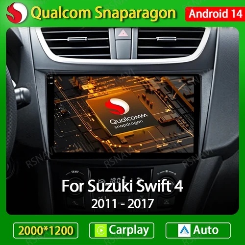 Android 14 Radio del coche para Suzuki Swift 4 2011 2012 2013 2014 2015 reproductor de vídeo Multimedia Carplay Auto GPS NAVI 4G WIFI BT QLED