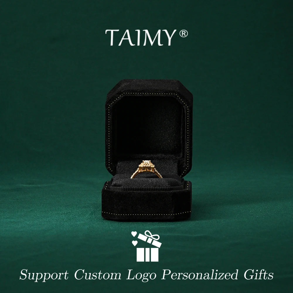TAIMY Velvet Jewelry Box Suede Ring Box Engagement Get Marry Ring Box Vintage Diamond Gold Ring Storage Box Custom Logo Gifts