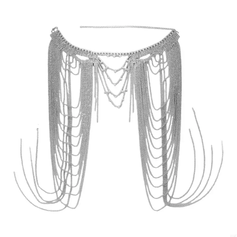 Secure Lock Rhinestones Shoulder Accessory Adjustable Body Chain For Performances And Social Gatherings
