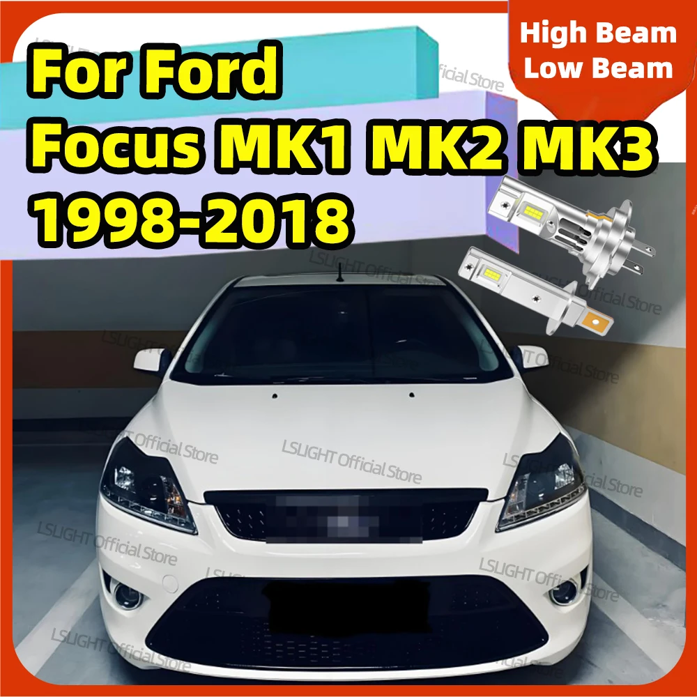 

2/4x LED 3570 CSP Bulbs 30000LM Headlight 12V For Ford Focus MK1 MK2 MK3 1 2 3 1998-2018 2006 2007 2008 2009 2010 2011 2012 2013