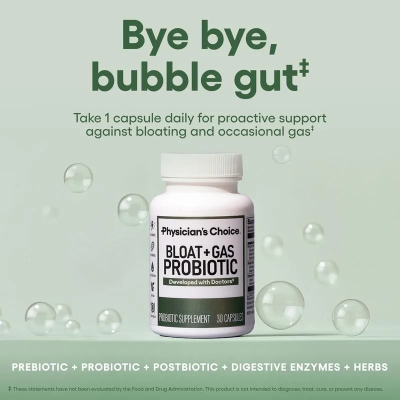 Bloat & Gas Probiotic 5-in-1 Proactive Support + Daily Relief - Digestion & Gut Health- Herbals, Digestive Enzymes
