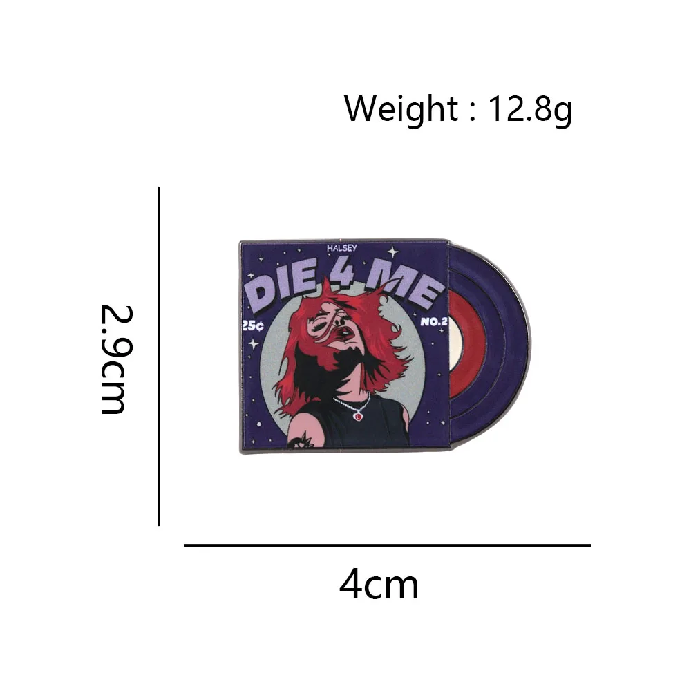 Halsey-Die 4 Me Emaille-Pin Musik-Sängerin Album-Cover Brosche Comic-Stil Rote Haare Mädchen Abzeichen Pop-Art Anstecknadeln Schmuck Geschenk – Detail 2
