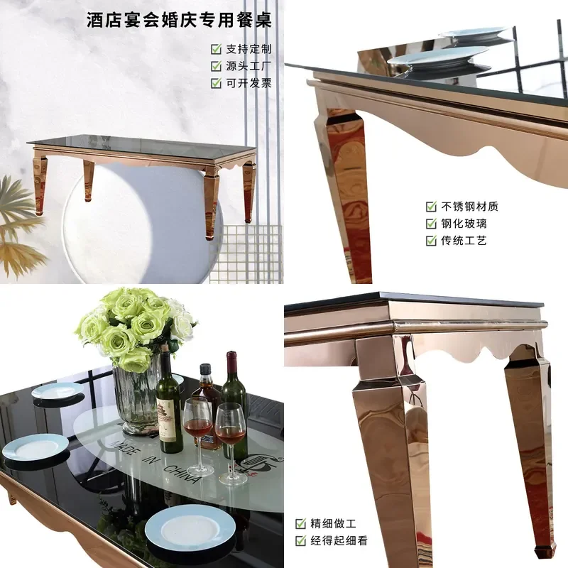 Tempered Glass Countertop Table Stand Mirror for Stainless Steel Tables Wedding Banquet Table Wholesale for Foshan Factory