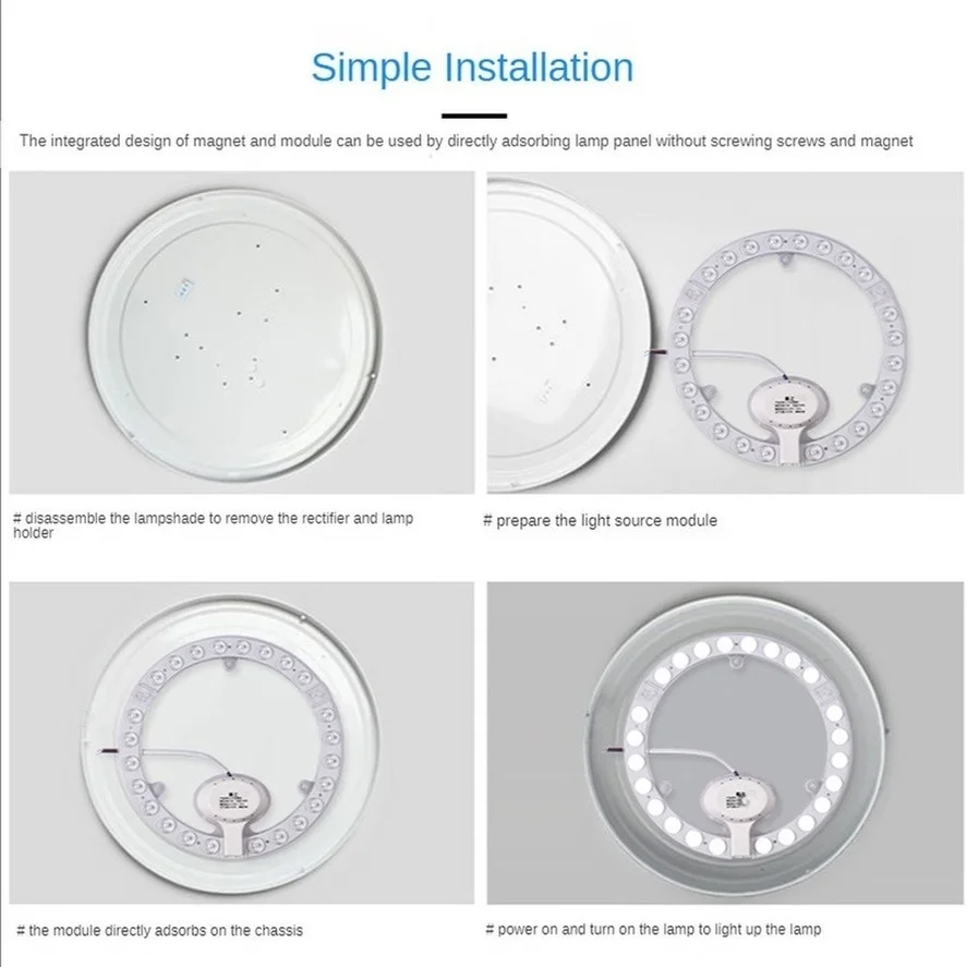 Panneau lumineux LED circulaire, AC220V-240V, 36/24/18/12W, blanc froid, panneau de plafond circulaire blub