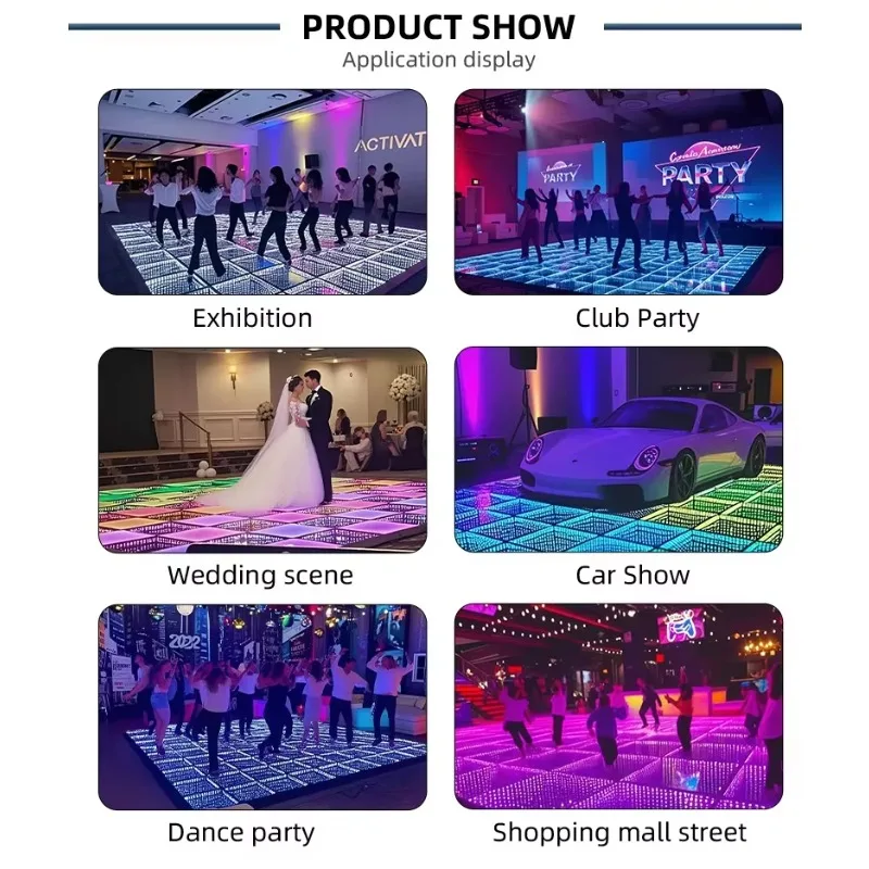 Wireless Magnetic Portable DMX512 Dance Floor Wedding Party Mirror 3D Infinity Rainbow Led Floor Light