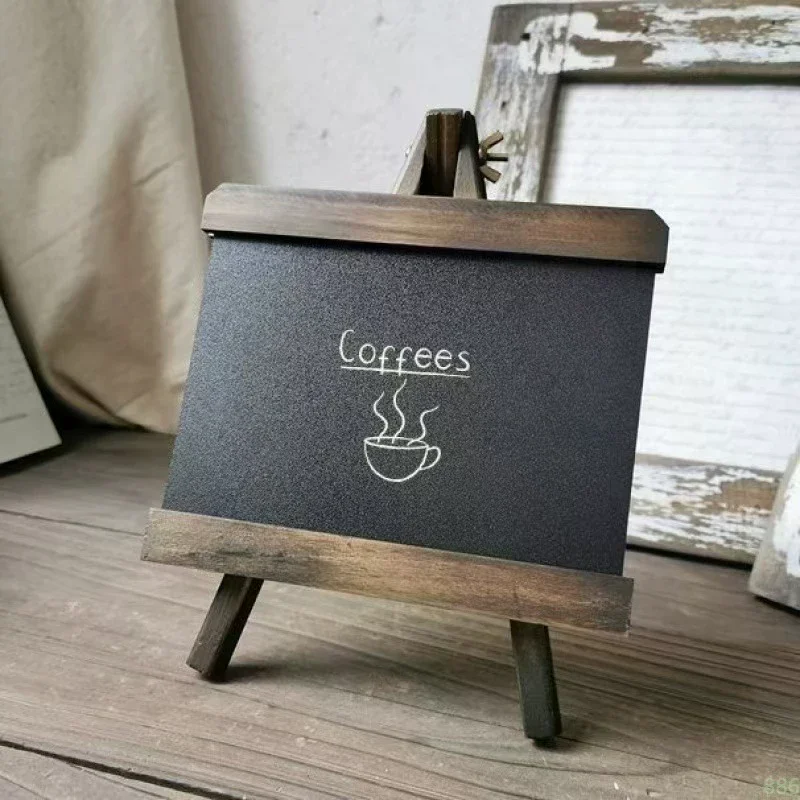 Vintage Small Blackboard Counter Message Board Desktop Decoration Wooden Blackboard Stall Hand-painted Sign Message Board