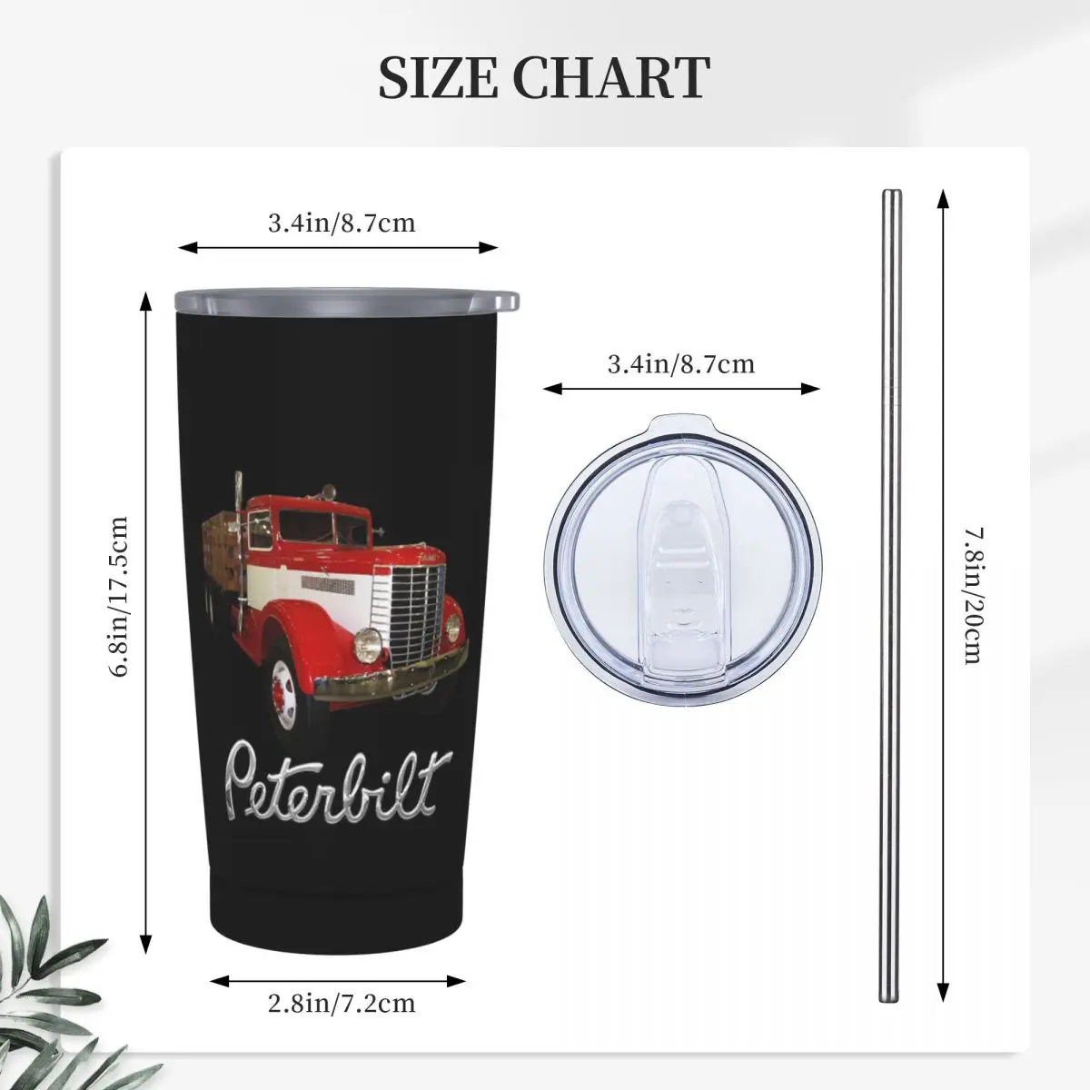 1939 Peterbilt Model 334 Stake Bed Stainless Steel Tumbler Vacuum Insulated Mugs Thermal Cold Cup Straws With Lid 20oz