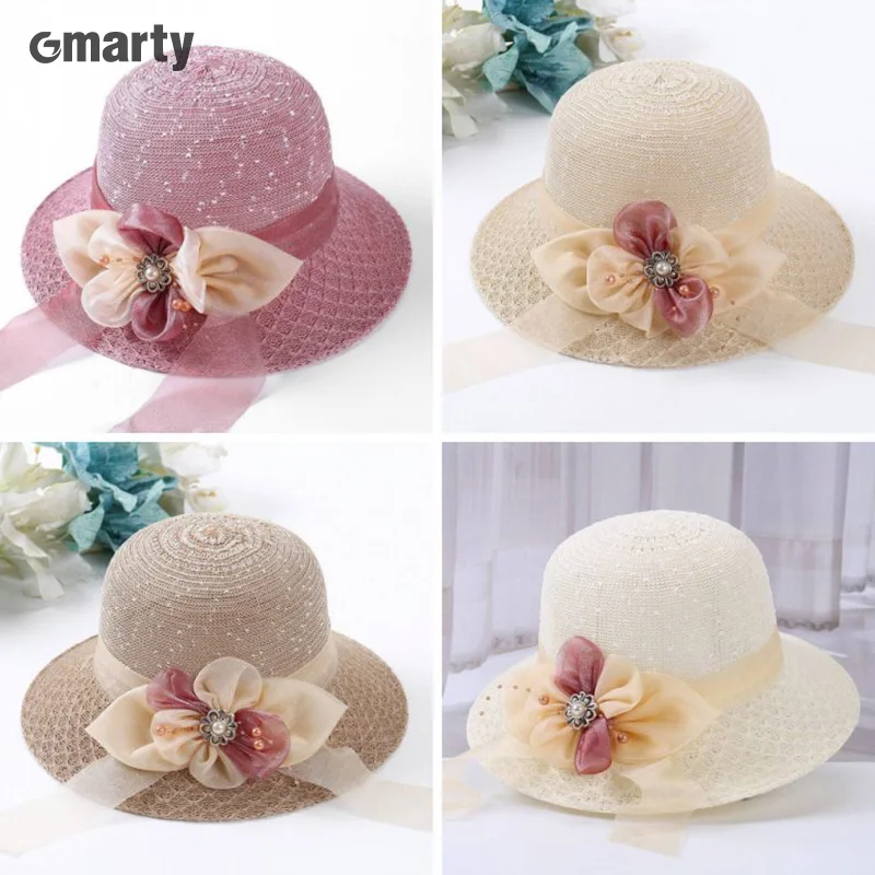 Summer Bowknot Ribbon Outdoor Sun Hats Girls Wide Brim Straw Hat Ladies Panama Caps Sun Protection Hats For Women Sun Caps New