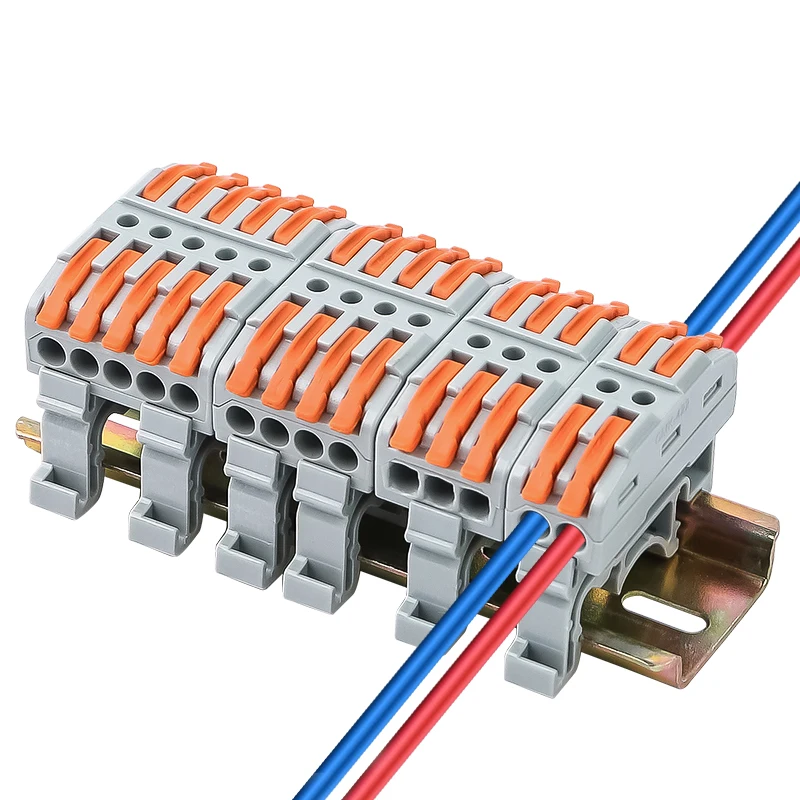JINH 30/50Pcs Din Rail Wire Electrical Connector Universal Type Fast Compact  Cable Connectors Push-in Home Butt Terminal Block
