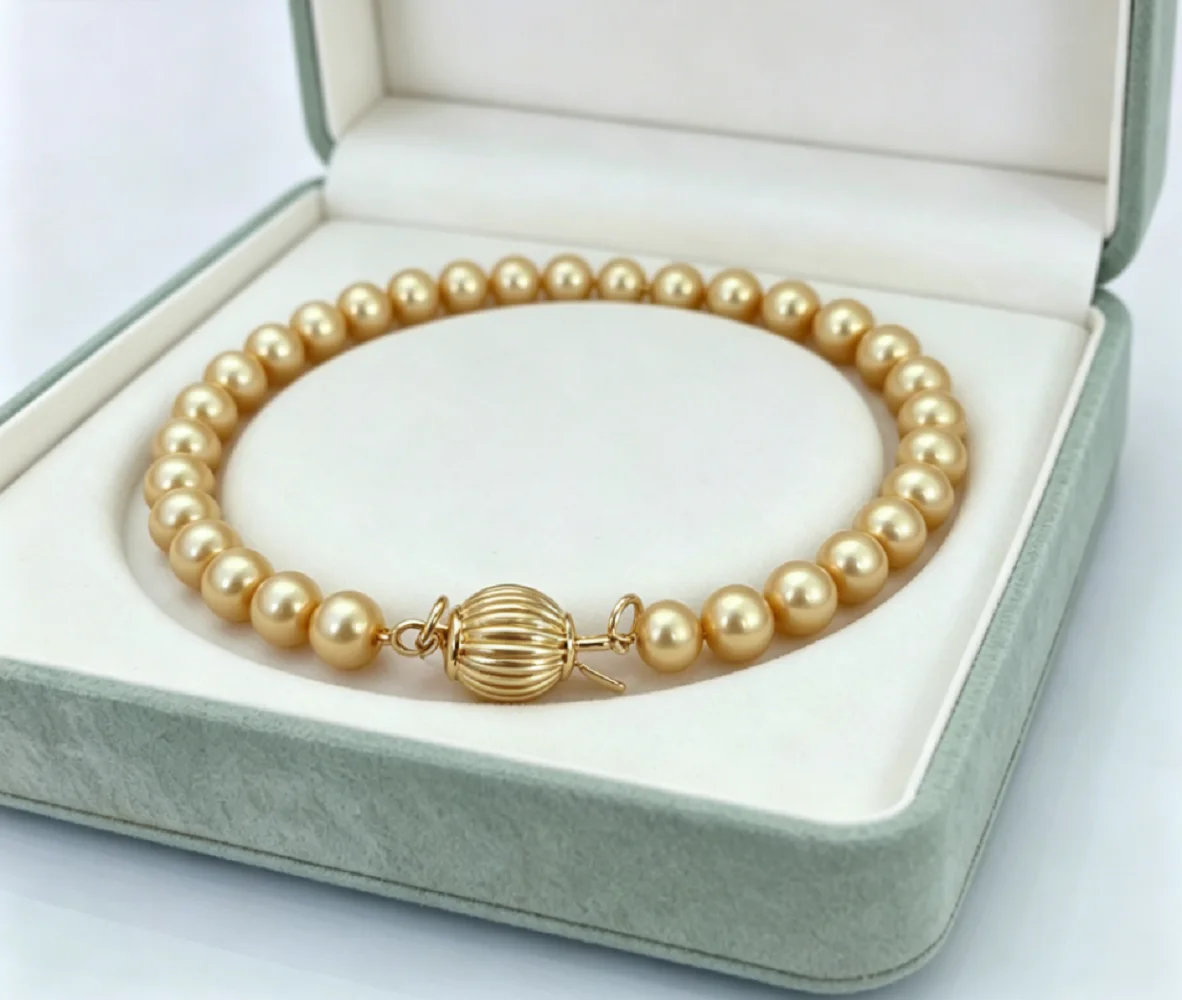 Gorgeous necklace AAAA 12-13mm natural South Sea round gold pearl necklace 16in/18in/925s lantern button