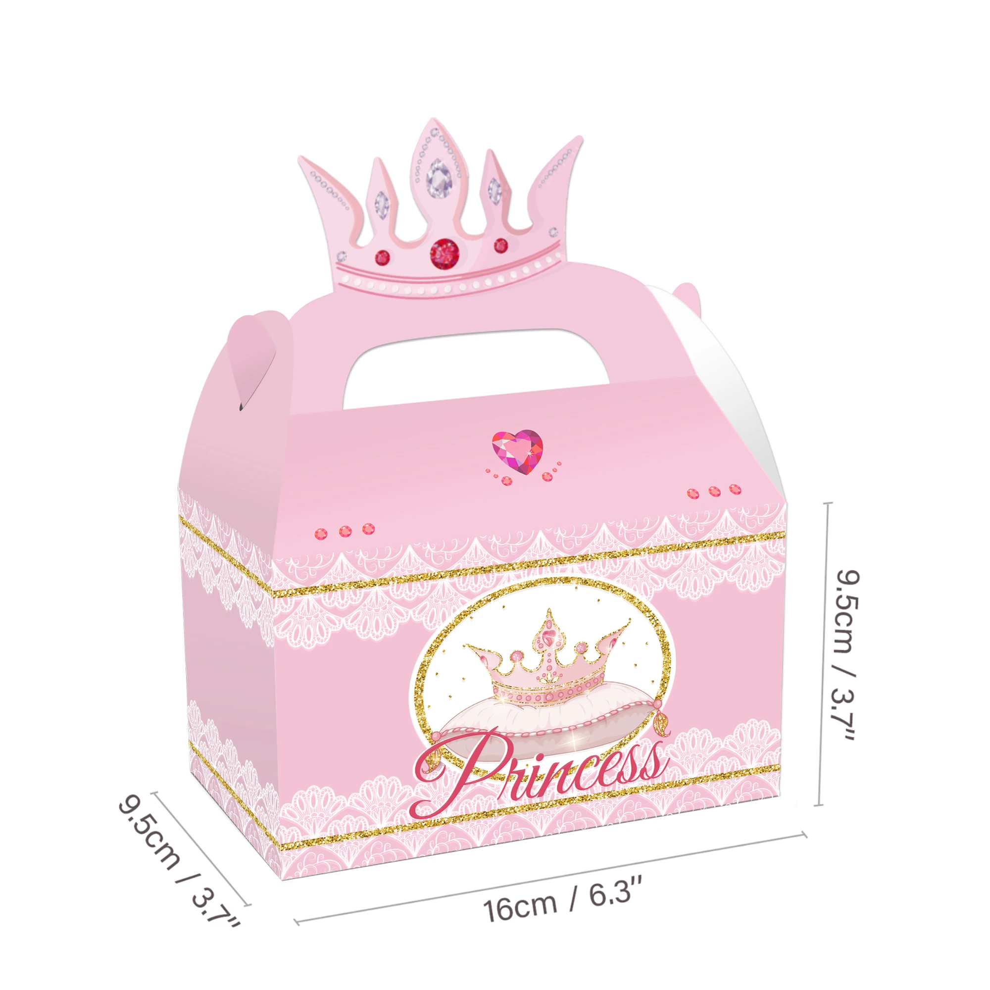 DD153 4Pcs Sweet Princess Crown Diamond Castle Birthday Party Favor Box Candy Packing Gift Bags Baby Shower Party Decorations