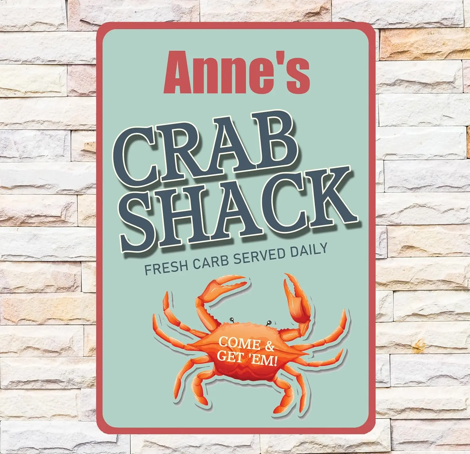 Personalized Crab Come & Get 'Em Metal Tin Sign, Custom Crab Shack Seafood Lover Gift Metal Sign, Customize Cook Name Oc sign