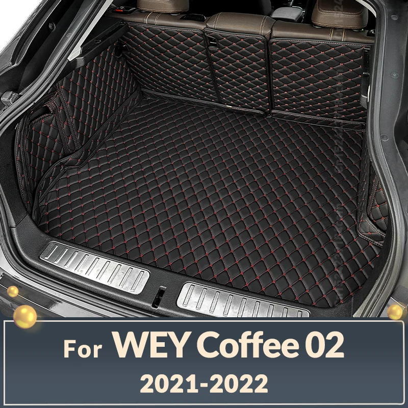 For WEY Coffee 02 2021 2022 Auto Full Coverage Trunk Mat Leather Car Boot Cover Pad Cargo Liner Interior Protector Accessories