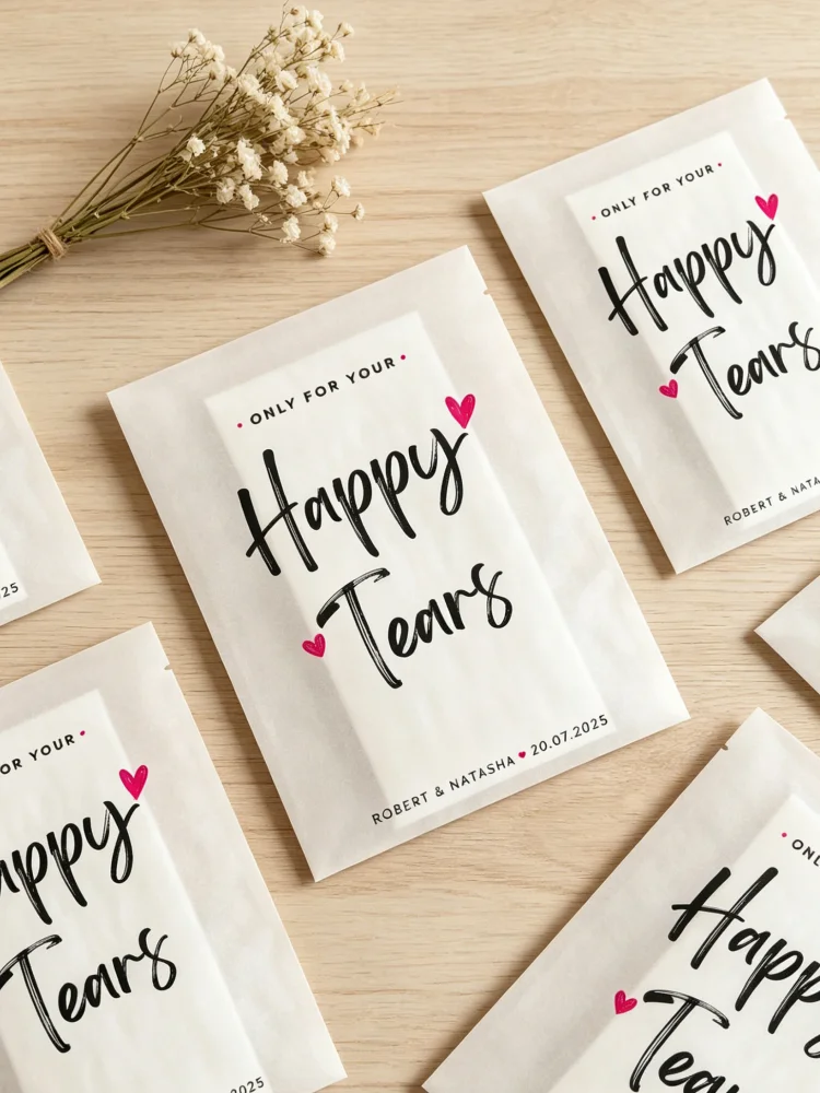 

Personalized Wedding Guest Tissue Envelopes Romantic Happy Tears Confetti Bags Wedding Ceremony Souvenir Gifts
