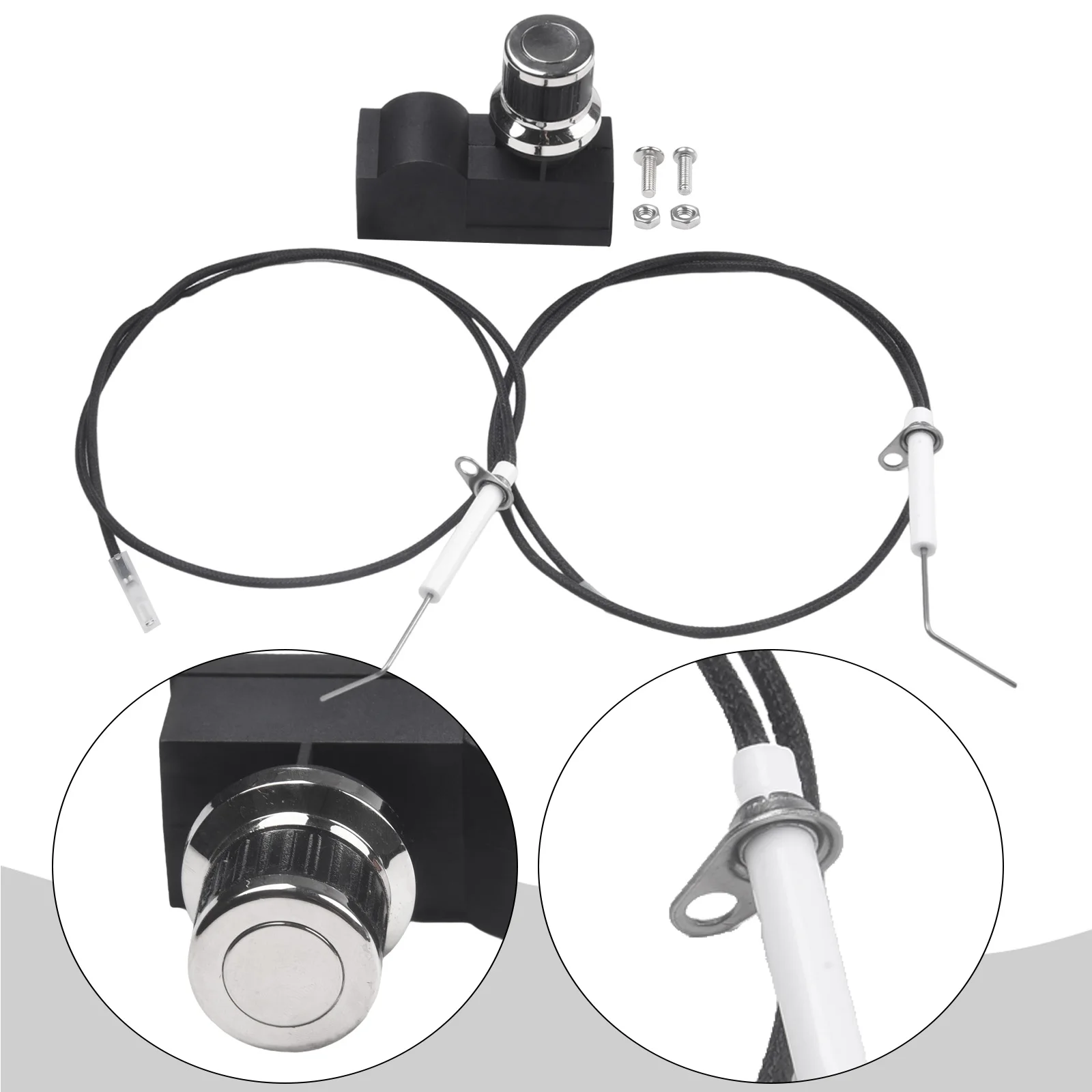 2 Outlet Electronic Grill Igniter Kit With AA Battery Cover And Ceramic Pins Spark Replacement For 28 Inch Griddle BBQ