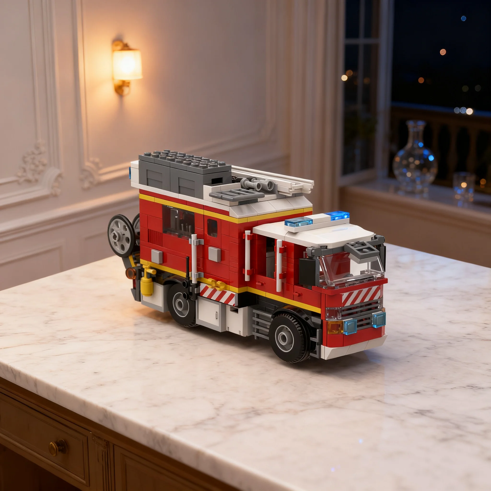 610pcs MOC Firetruck City Model Building Blocks Construction Brick Idea Education Assemble Creative Kids Christmas Gift Toys