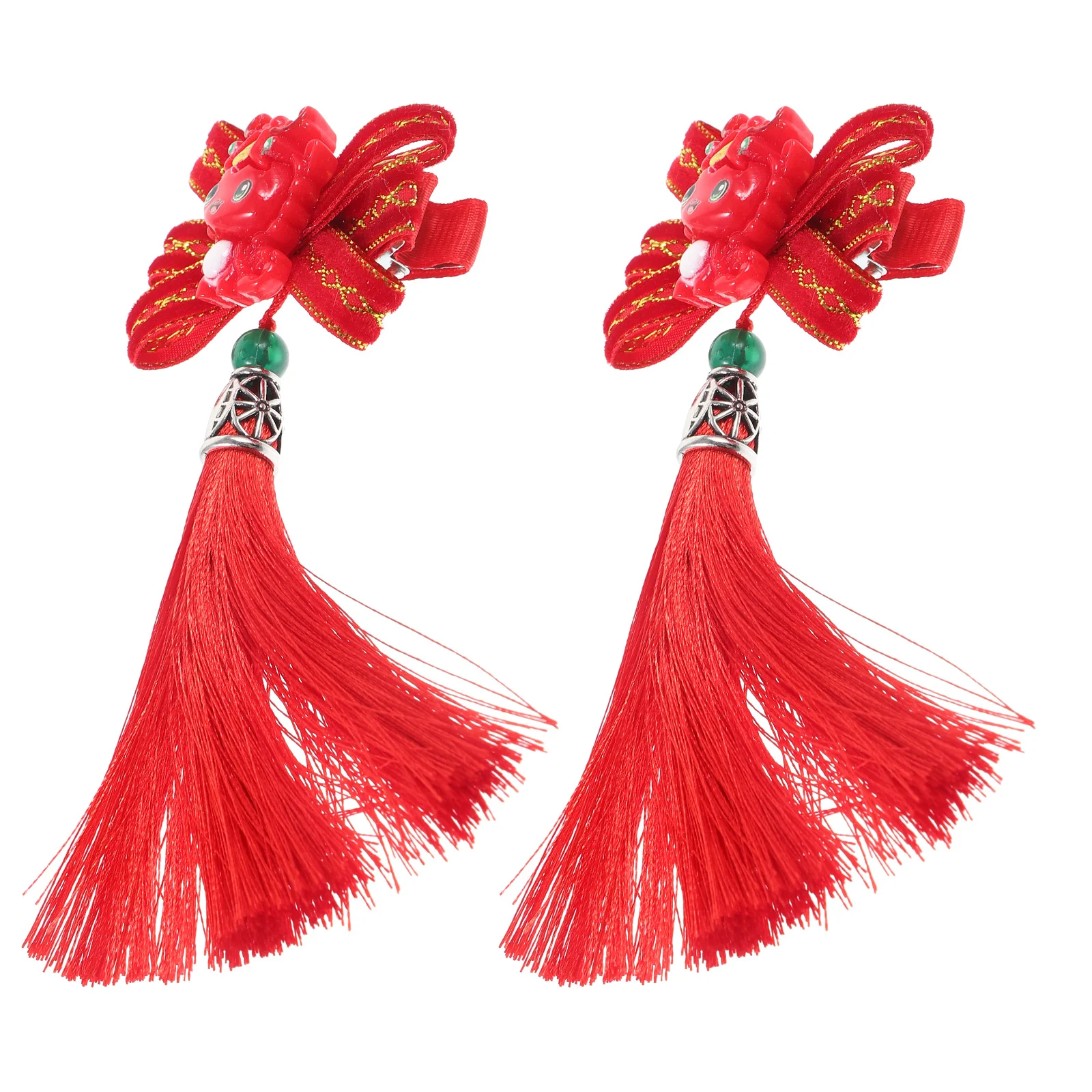 

1Pair Chinese Style Tassel Butterfly Bow Hair Clips New Year Hair Barrettes Fashion Accessories Barrettes for Teens