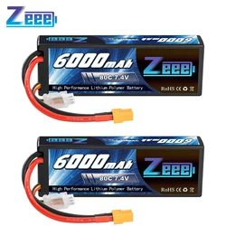 1/2Units Zeee LiPo Battery 2S 7.4V 6000mAh 80C XT60 Plug RC Parts Hardcase Lipo 2S for Airplanes RC Car Vehicle Truck Tank Boats