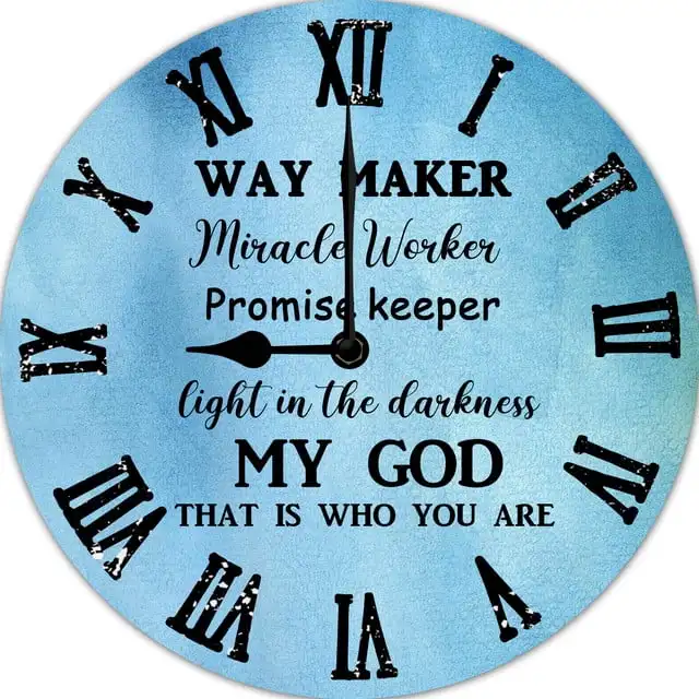 Christian Wall Clock Way Maker Miracle Worker Clock Religious Quote Art Wooden Clock Christian Inspirational Saying Home Accent