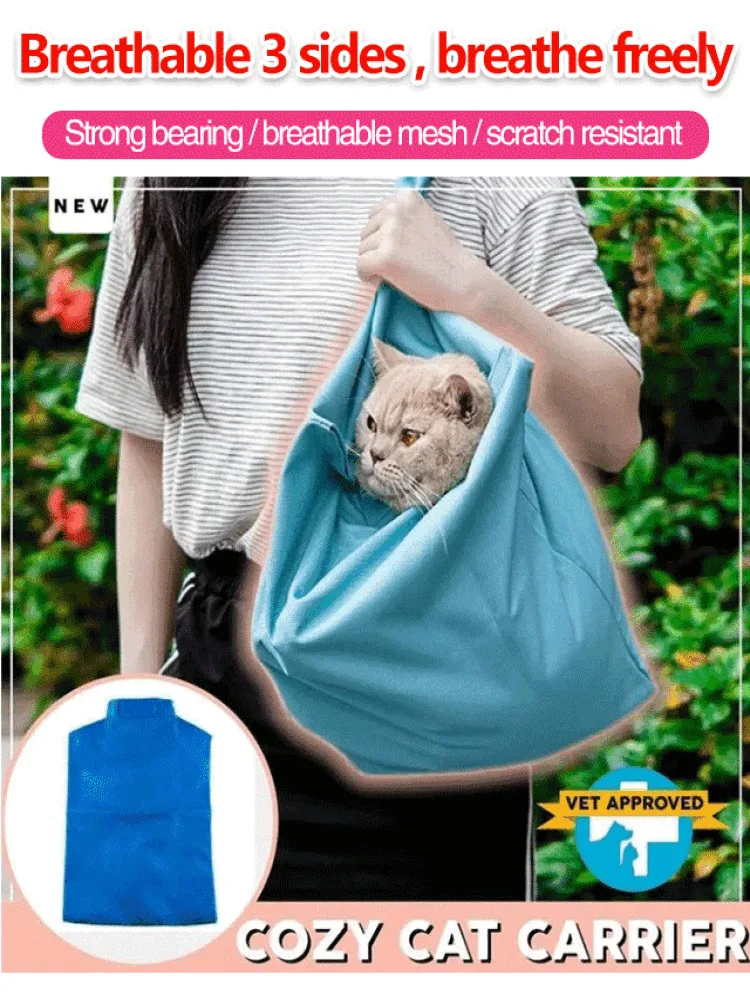 Pet Shoulder Bag Outdoor Portable Cat Bag Breathable Cat Handbag Cat Supplies Nylon Fabric Multifunctional Hand Carrying Bag