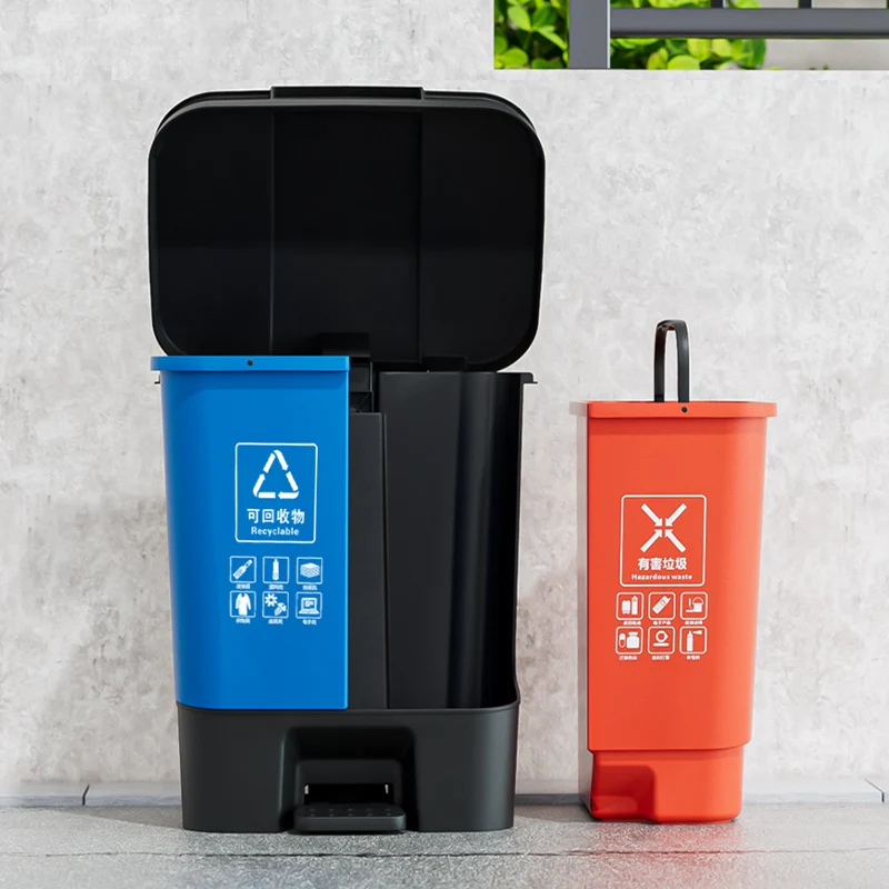 

Классификация мусора «два в одном», мусорное ведро для разделения сухих и влажных ведра, двойное ведро, четырехцветная коммерческая общественная педаль, бытовой ре