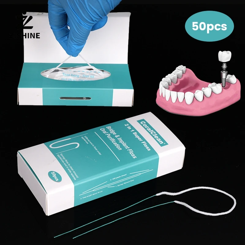 

50-PC dental floss water expansion orthodontic dental flosser multifunctional cleaning line line dental implant braces threader