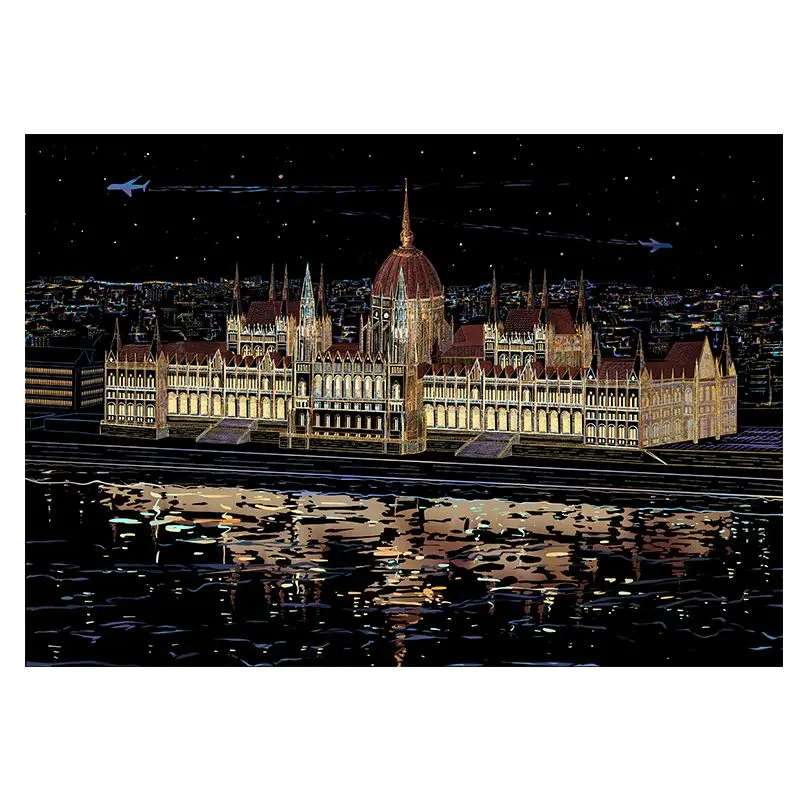 Colorful City Night Scene Scratching Paper Notebook Handmade DIY Creative Sandbox Notebook