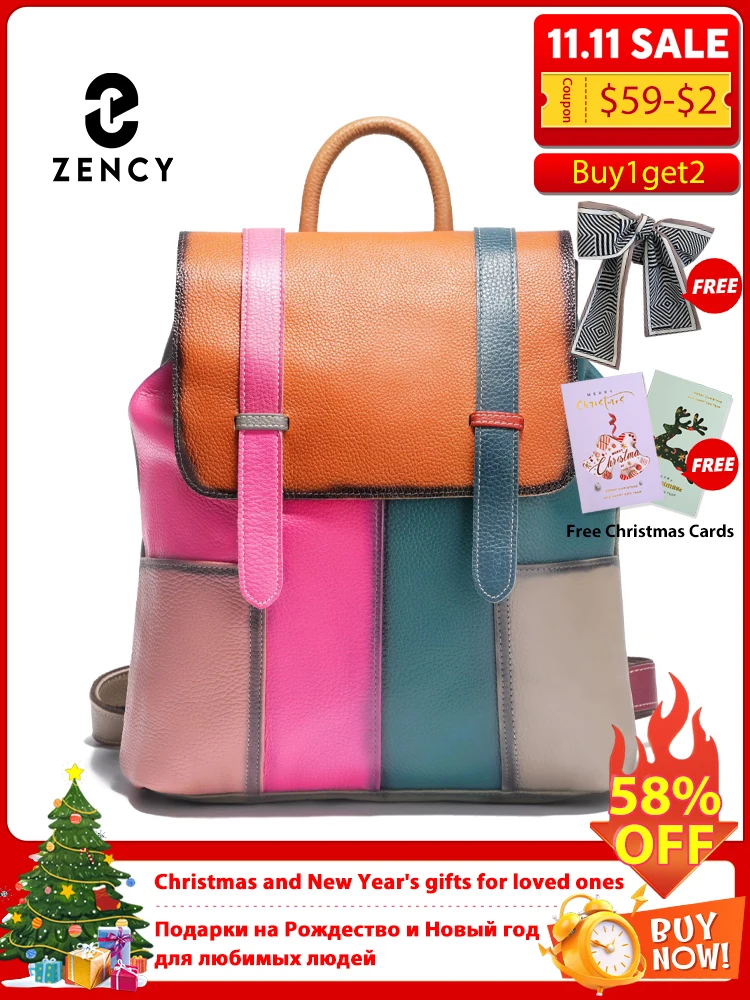

Zency Women's Stylish Genuine Leather Backpack Large Capacity Rucksack For Ladies Capacity Satchel New Shoulder Bags Knapsack