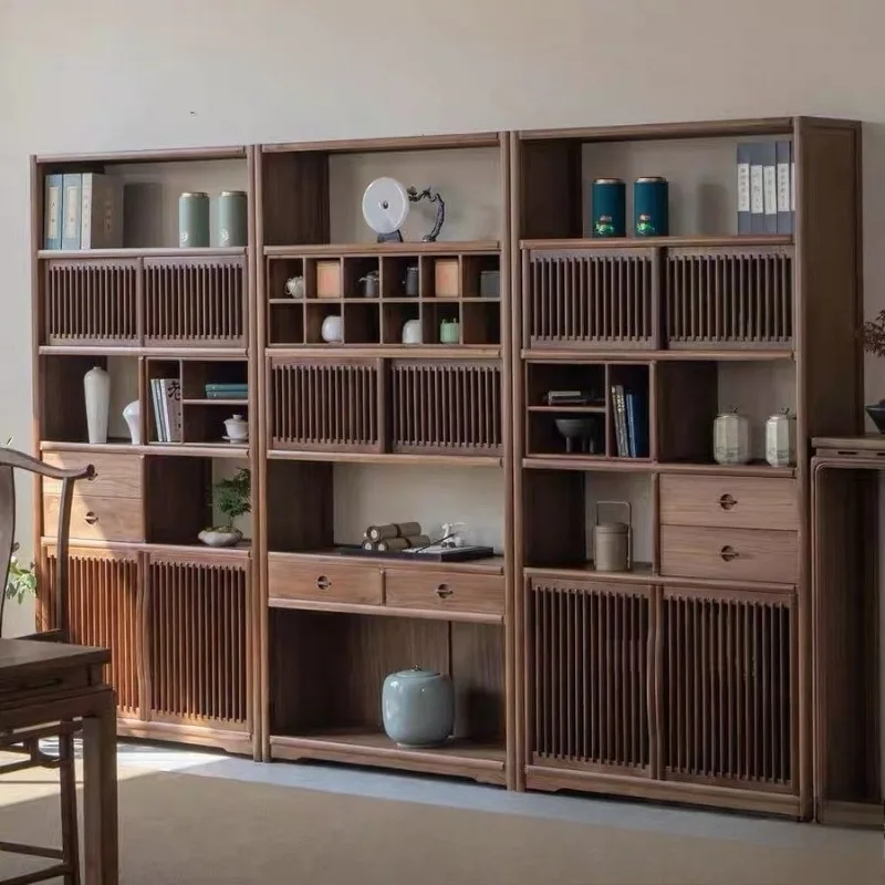 

New Chinese style old elm bogu shelf bookshelf tea room tea shelf Duobao Pavilion tea set solid wood display shelf