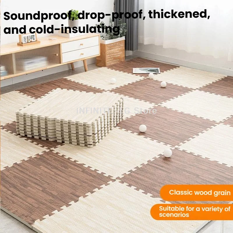Wood Grain Foam Puzzle Floor Mats With Thick Shock Absorption And Sound Insulation Great For Kids Playroom Home UseINFINITE -LG