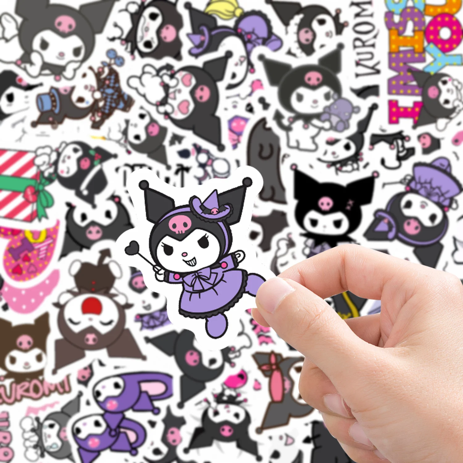 50pcs 어린이 스티커 만화 Kuromi 귀여운 데칼 장난감 소녀 노트북 Kawaii 미적 애니메이션 장식 어린이 스티커