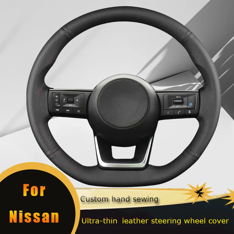 DIY Car Steering Wheel Cover Non Slip Genuine Leather For Nissan Qashqai J11 J10 Leaf X Trail in March Tiida Kicks Versa Ju 2023
