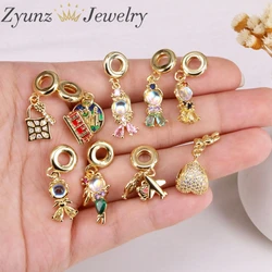 10PCS, Vintage Jewelry Zircon Enamel DIY Beads Jewelry Gifts Pendants Charm Accessories