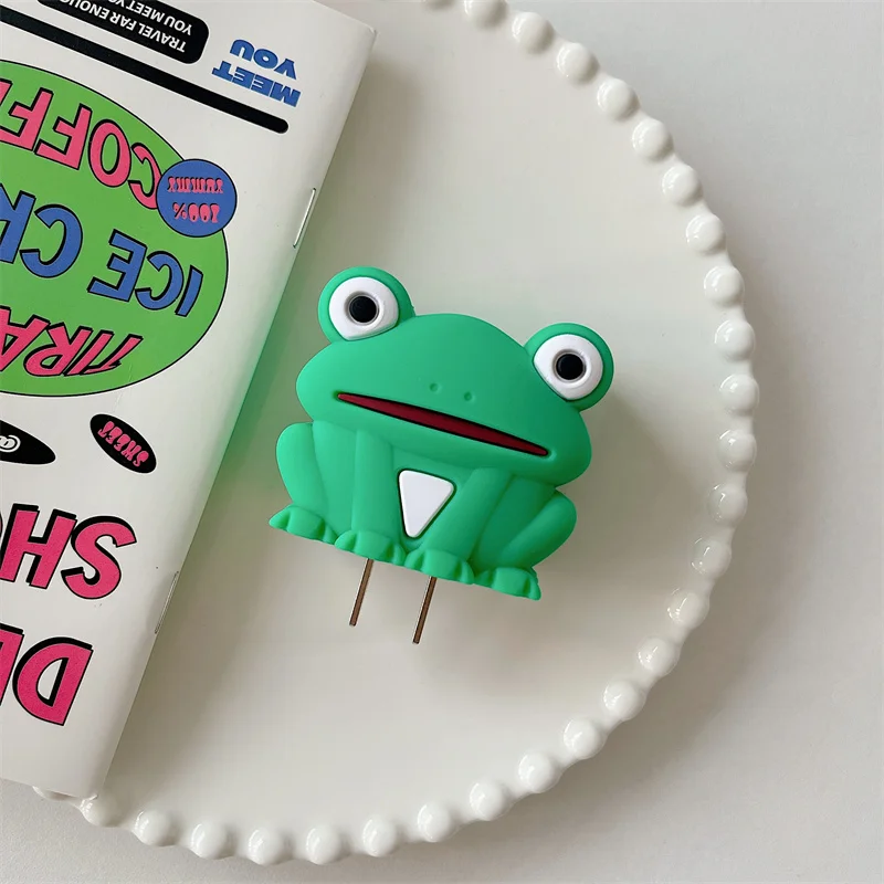 Cute Frog Silicone Charger Protective Case For IPhone 11 12 13 14 15 18W-20W Fast Charge Protection Charger Cover Accessories