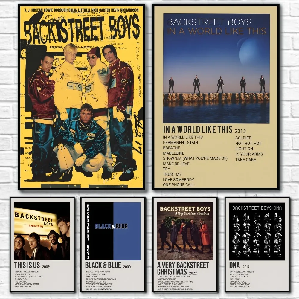 B-BACKSTREET BOYS Rock Roll Band Poster Sticky Wall Art Printing Waterproof Home Living Bed Room Bar Aesthetic Decor